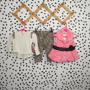 Rock Love Faux Fur Vest Leopard Baby Outfit Set